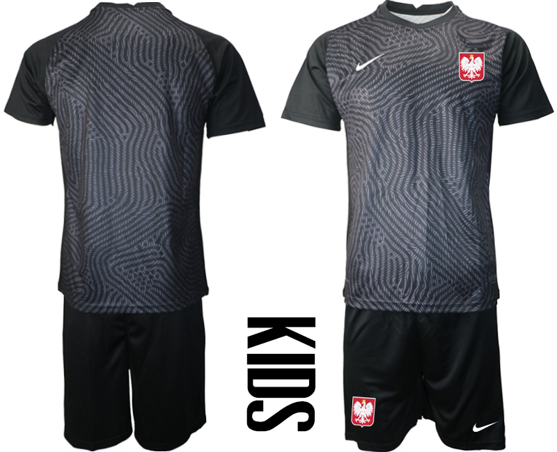 2021 European Cup Poland black Youth goalkeeper soccer jerseys